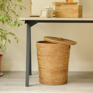 Tapered Honey Laundry Hamper with Lid