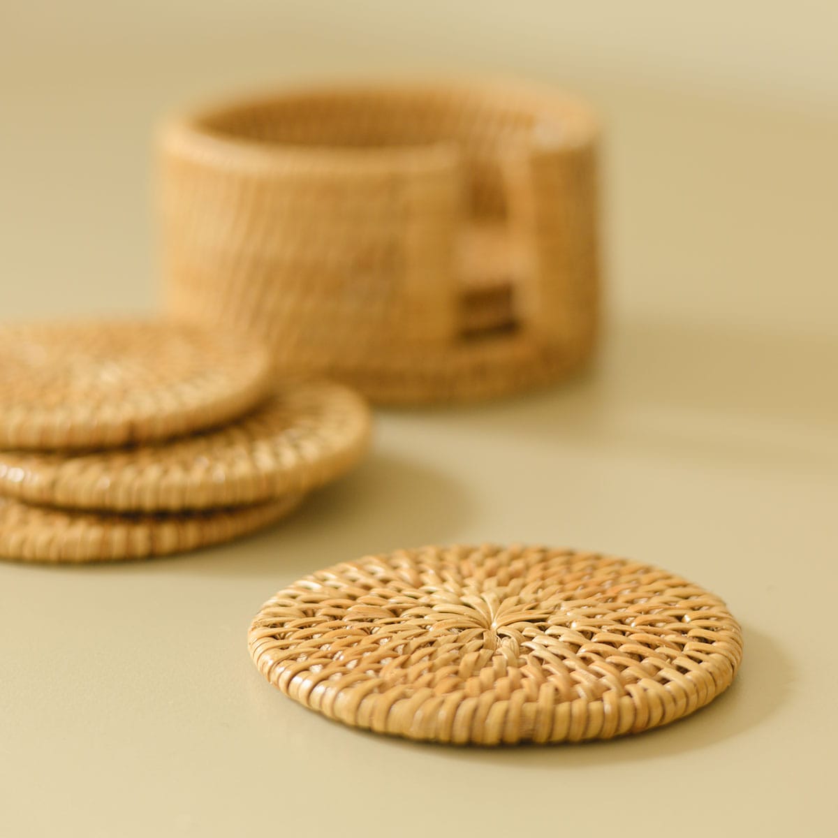 Round Coaster Set with Storage Box