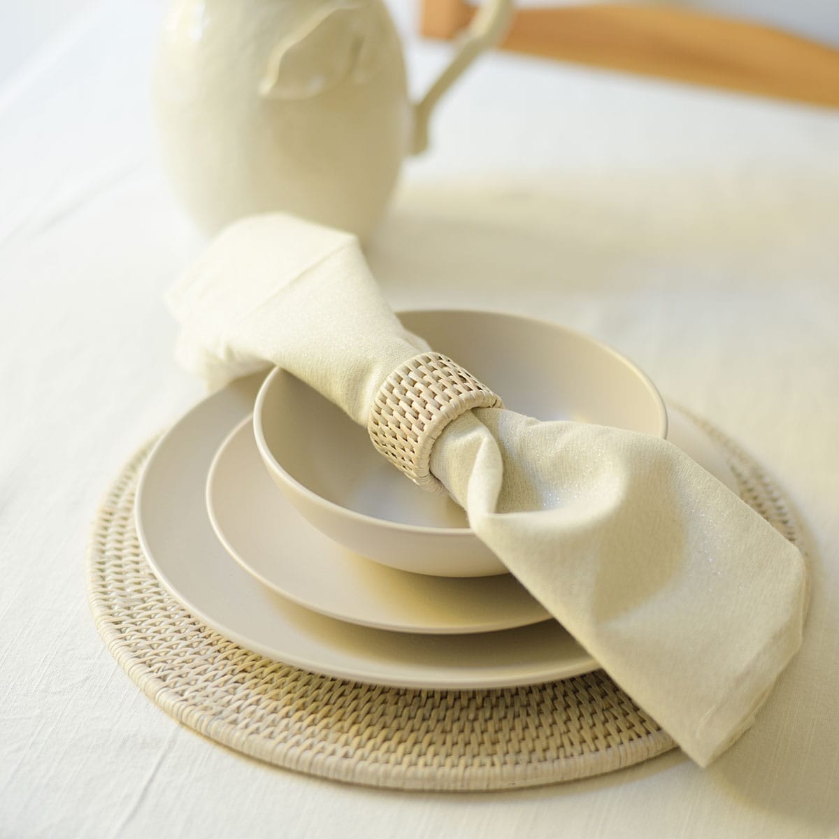 White Wash Round Napkin Rings